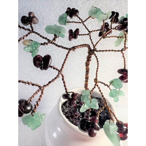 Beautiful Genuine Garnet & Green Aventurine Gemstone Tree - Picture 2 of 5